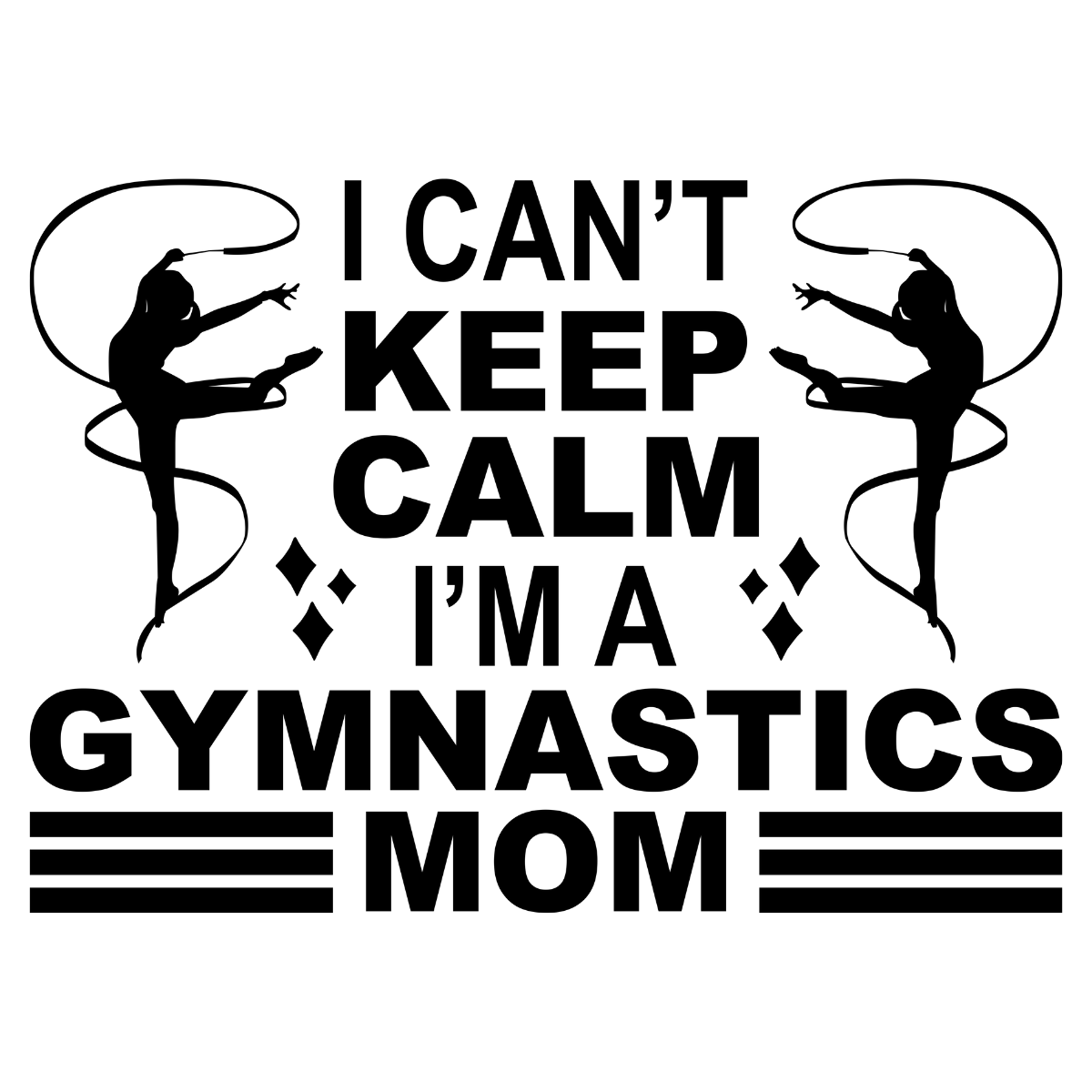 Black text with silhouette graphics on a white background, expressing a gymnastics mom's feelings.  Pixie Printed handcrafted photo magnets — unique personalized gifts made with heart. ❤️