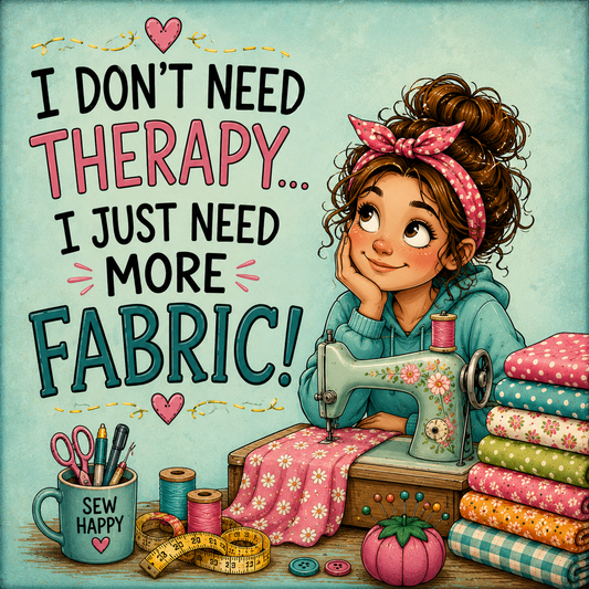 A colorful illustrated graphic with the text 'I DON'T NEED THERAPY.