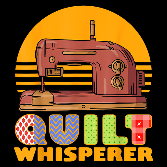 Sewing machine graphic with 'Quilt Whisperer' text on a black background.  Pixie Printed handcrafted photo magnets — unique personalized gifts made with heart. ❤️